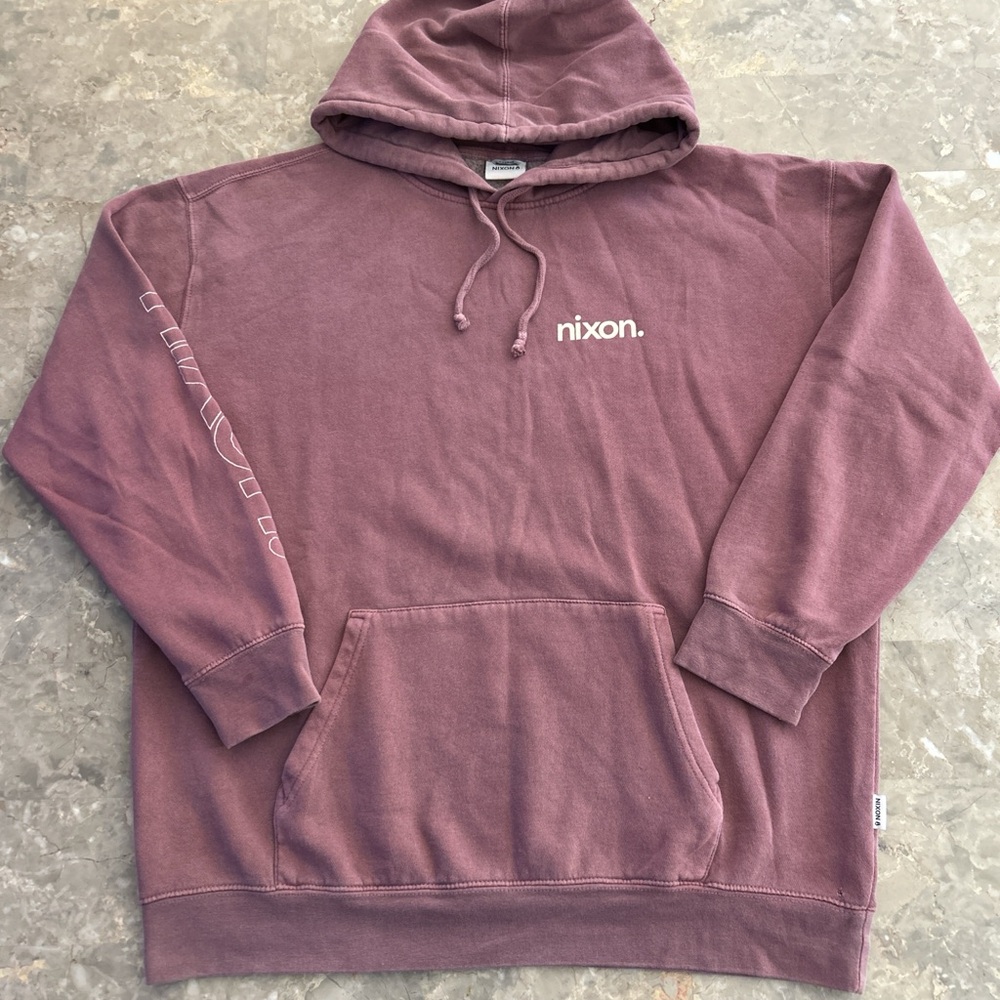 2010s Nixon Logo Hoodie XL Pullover Mauve Purple Streetwear 25x28